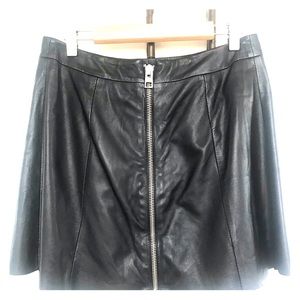 Allsaints black rear zipper detail leather mini